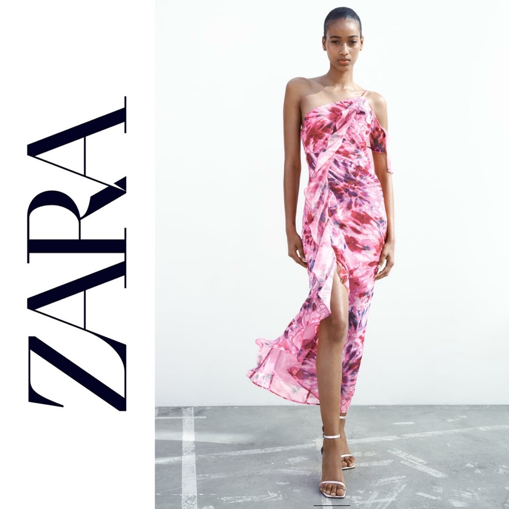 NWT Zara Ruffled Print Dress Size Small